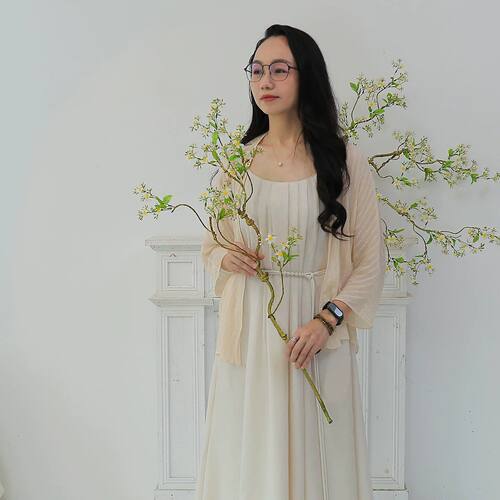 高级海棠花长枝仿真花果轻奢高端花艺客厅假花桌面装饰禅意宋代