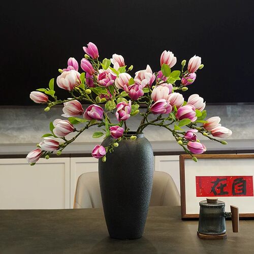 手感玉兰花仿真花客厅餐桌茶几