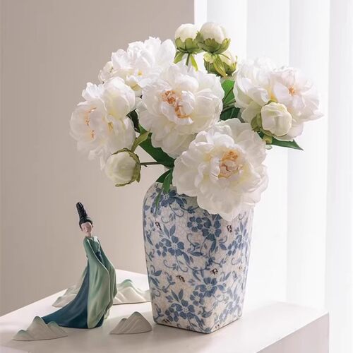 高档洋牡丹仿真花假花摆设轻奢高端芍药花束客厅装饰花艺餐桌摆件