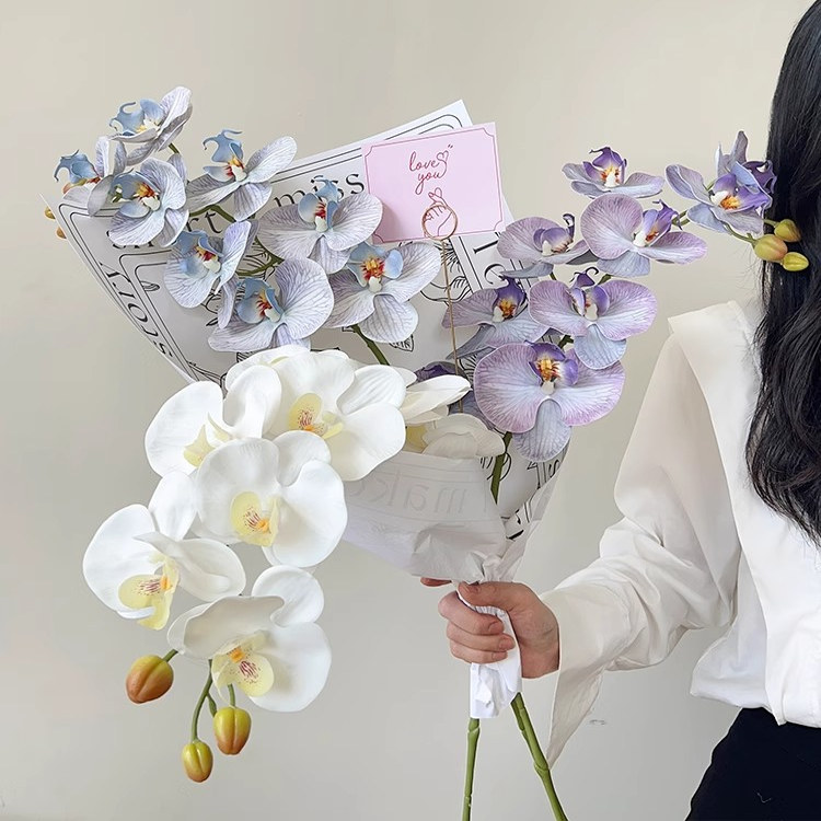 仿生蝴蝶兰假花仿真花摆设轻奢花艺花瓶插花家居客厅装饰摆件花束