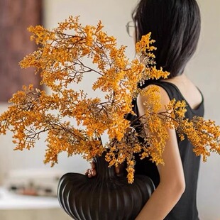 油画雾凇仿真绿植轻奢高级感客厅仿真假花装饰品摆件家居软装摆设