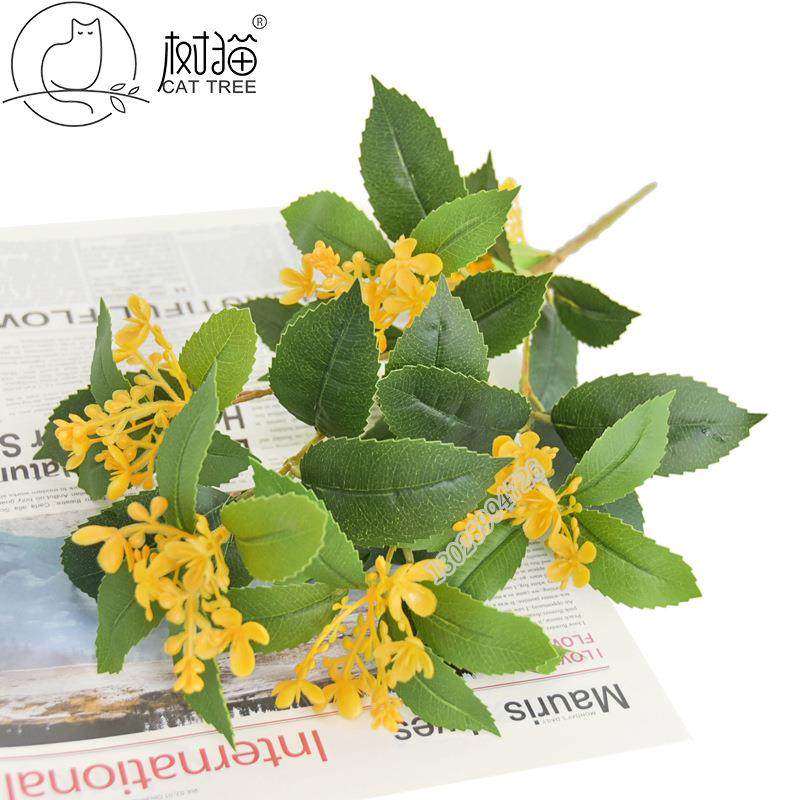 新款仿真桂花带叶枝人