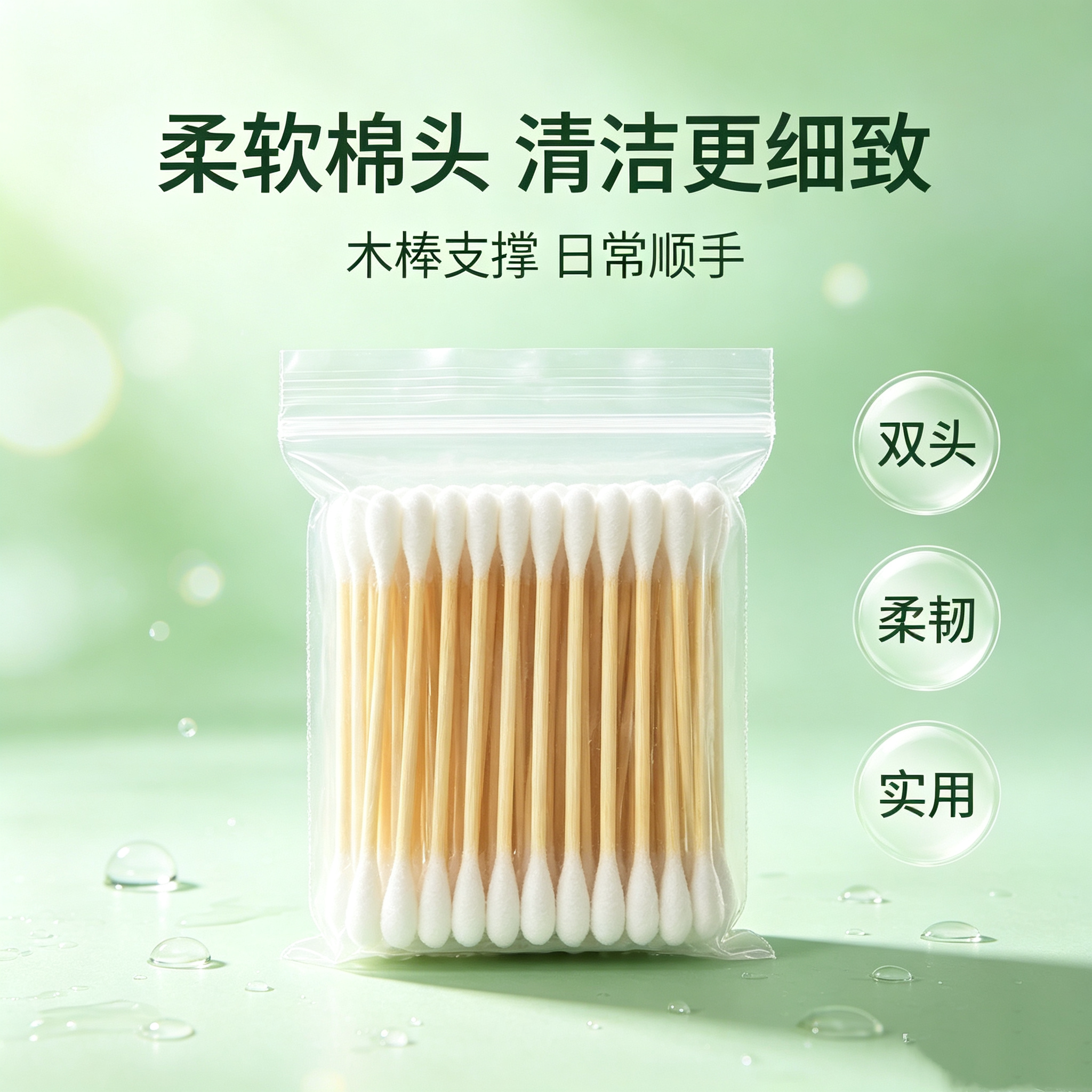 一次性木棒棉签双头圆卫生棉棒小头细掏耳朵化妆卸妆棉签专用