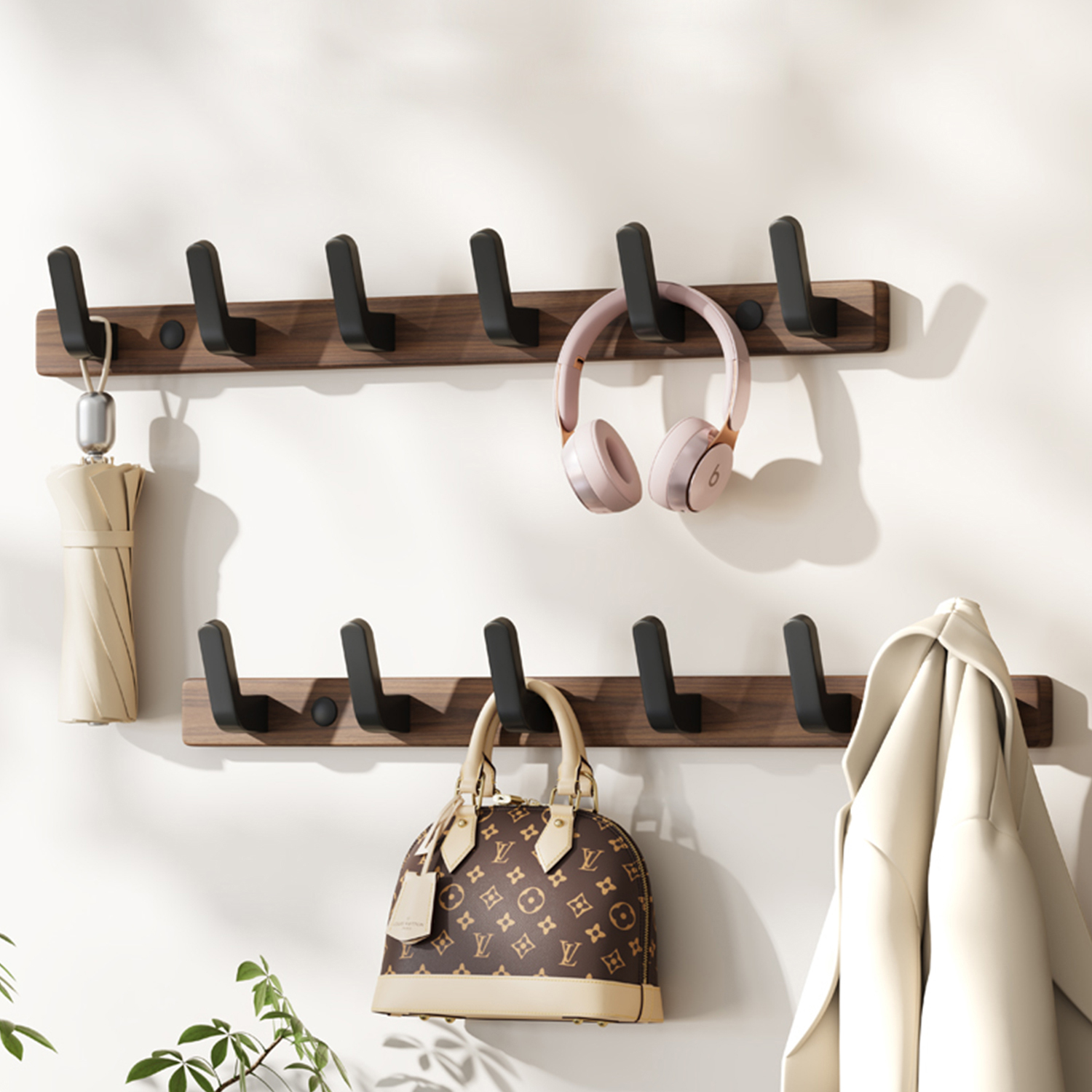 免打孔家用胡桃木挂衣钩