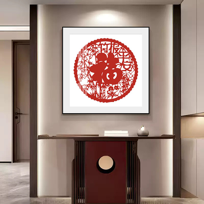 客厅非遗剪纸艺术福字装饰画中式餐厅挂画乔迁礼物红色喜庆装饰画