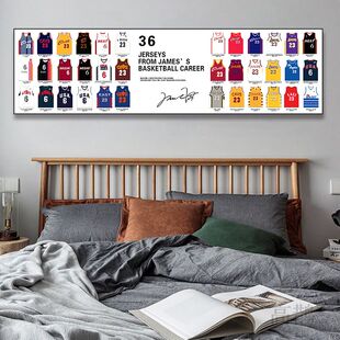 詹姆斯库里科比球衣挂画篮球球星生涯36件球衣装饰画卧室床头壁画