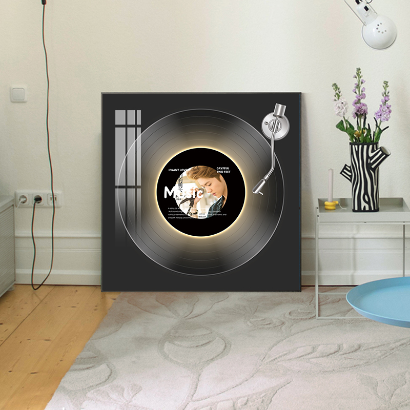 鹿晗黑胶唱片发光音响挂画明星偶像专辑封面装饰画女生卧室摆画