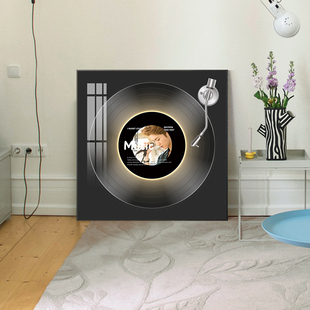 鹿晗黑胶唱片发光音响挂画明星偶像专辑封面装饰画女生卧室摆画