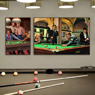 工业风桌球室挂画台球厅娱乐会所撞球馆装饰画复古桌球背景墙海报