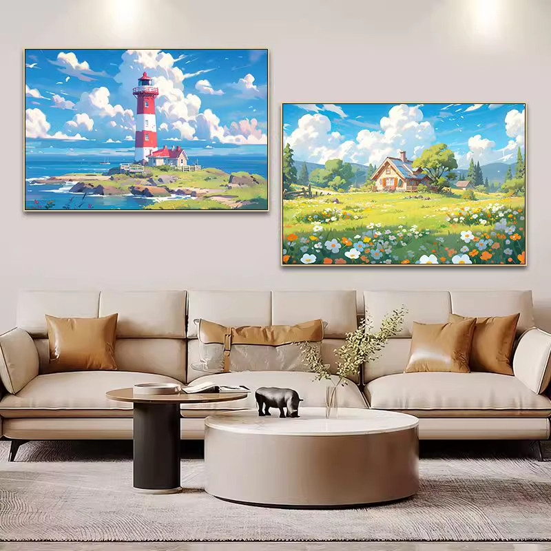 宫崎骏挂画客厅沙发背景墙装饰画卧室床头动漫草原风景儿童房壁画,家居饰品,现代装饰画,淘宝优惠券,粉丝福利购,淘宝优惠卷