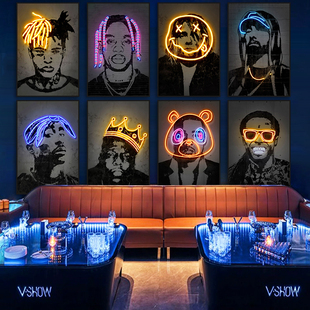 发光装饰画霓虹灯酒吧KTV包厢电竞房间Hiphop挂画嘻哈说唱歌手画