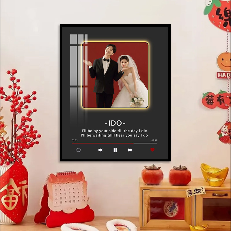 可定制婚纱照全家福明星个人写真发光装饰画客厅卧室蓝牙音响摆画