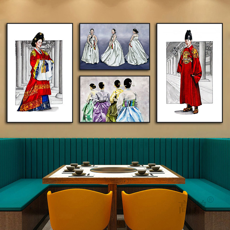 韩式火锅店挂画韩国烤肉店装饰画
