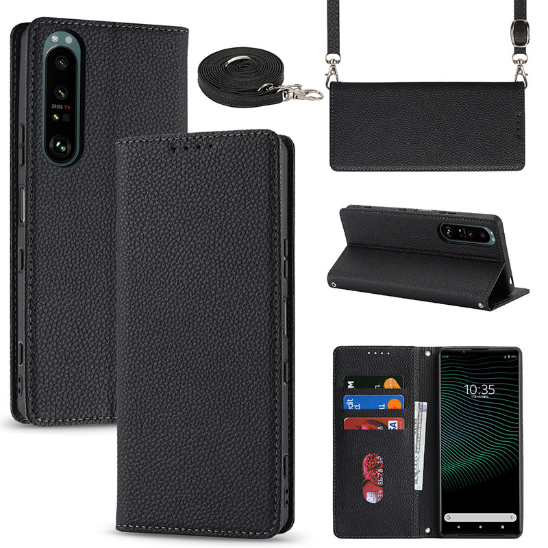 适用索尼Xperia10 iii皮套手机壳高档皮套10VI保护套10IV翻盖式sony10-3代保护套全包边防摔男女士带长挂绳子