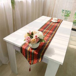 Bohemia style table runner cover for home decoration linen c