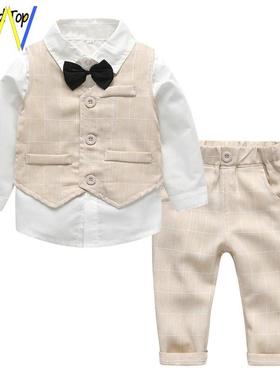 Autumn Kids Baby Boy Suit Wedding Formal Shirt Pants Clothes
