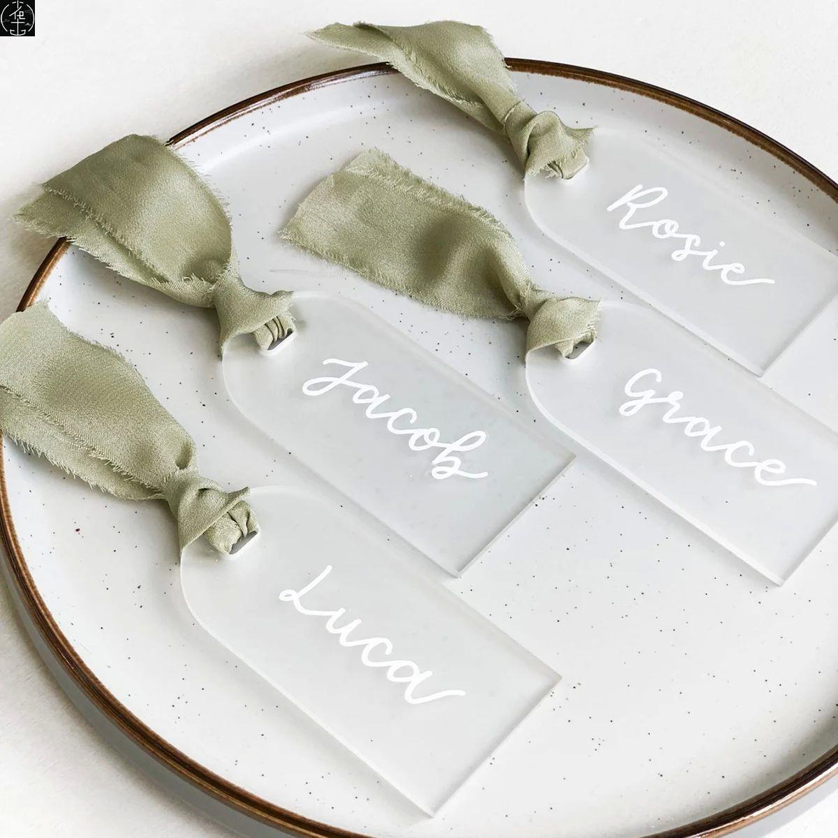 10/20/50Pcs Acrylic Wedding Place Card Frosted Acrylic Name