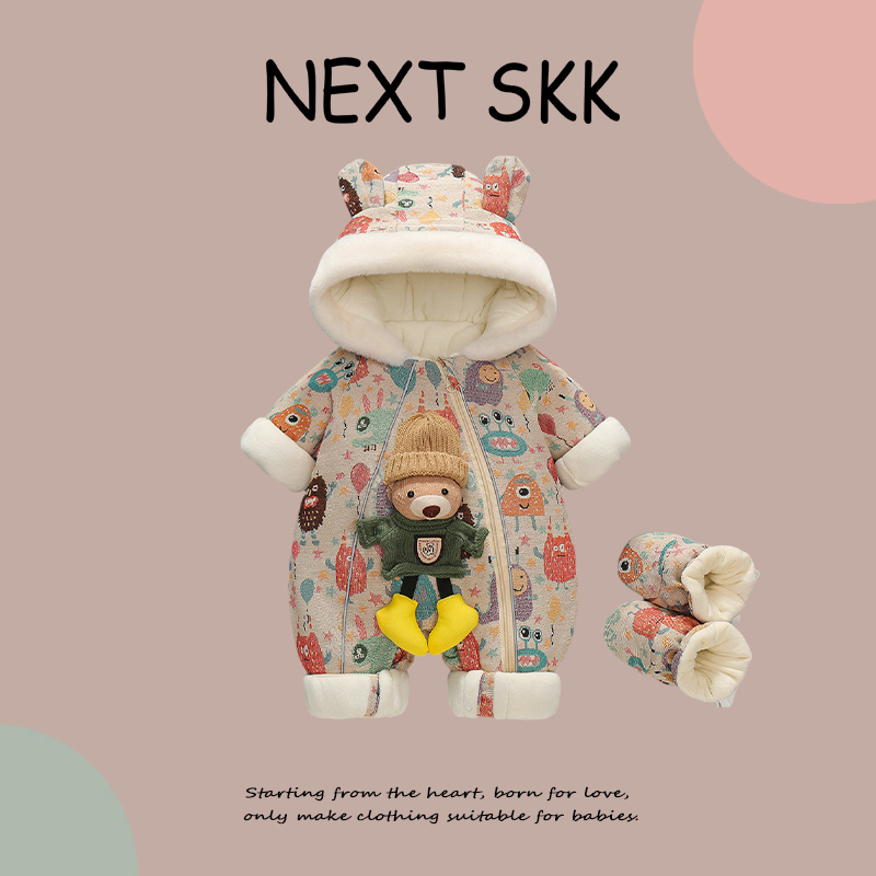 英国NEXT SKK冬季男女宝宝外出服保暖羽绒棉服婴儿加厚连体衣爬服