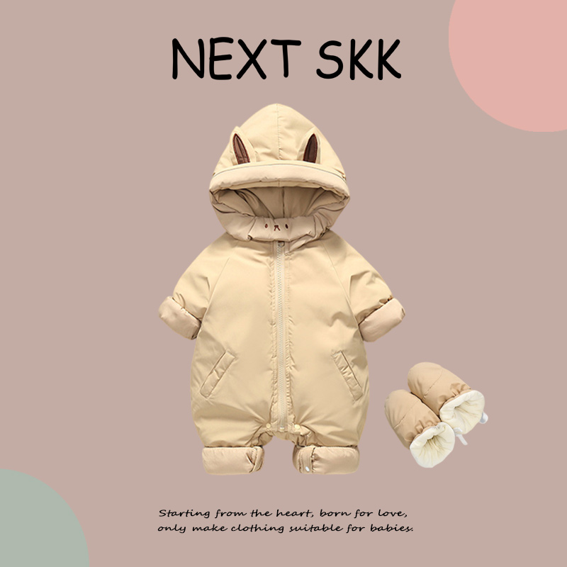 英国NEXT SKK冬季婴儿羽绒棉服外出服保暖宝宝爬服可爱加厚连体衣