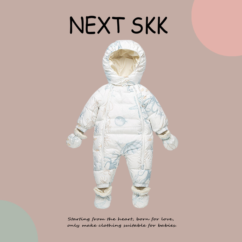 英国NEXT SKK冬季婴幼儿羽绒服连体衣男女宝宝加厚外出服保暖哈衣