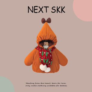英国NEXT 加厚连帽羽绒棉服女童新年衣服 SKK女宝宝拜年服外套冬季