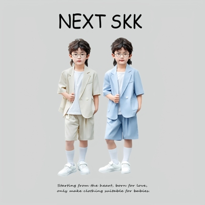 英国NEXT SKK男童夏季时尚短袖西服英伦主持人套装周岁花童演出服