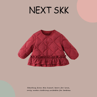 英国NEXT婴儿拜年服外套秋冬保暖羽绒服女宝宝新年外出服女童上衣