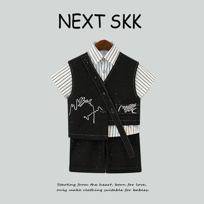 英国NEXT SKK男童西服复古满天星马甲套装设计感时尚休闲花童礼服