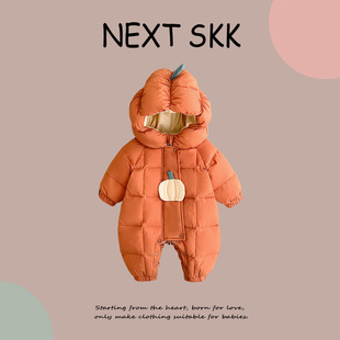 英国NEXT 婴儿保暖羽绒服连体衣男女宝宝加厚白鸭绒外出服 SKK冬季