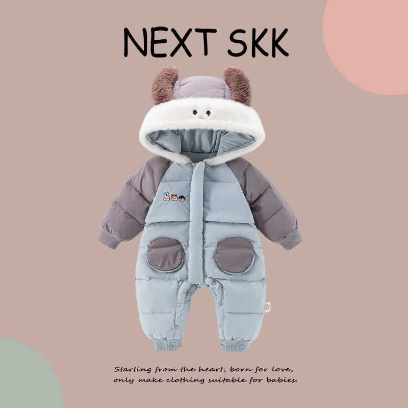 英国NEXT SKK男女宝宝外出可爱连体衣婴儿冬装洋气保暖羽绒服爬服