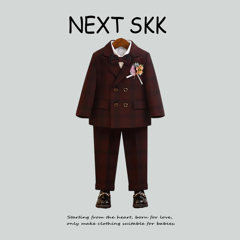 英国NEXT SKK春秋男童生日英伦风格子西服套装花童主持演出婚礼服