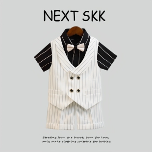 英国NEXT SKK男童短袖马甲套装婚礼花童演出西服宝宝周岁生日礼服