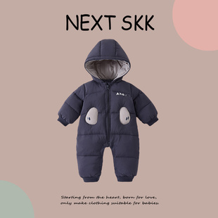 英国NEXT 婴幼儿外出保暖连帽羽绒棉服男女宝宝可爱连体衣 SKK冬季
