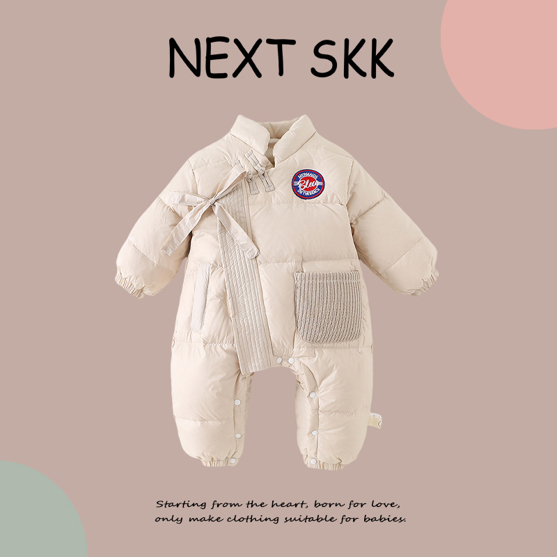 英国NEXT SKK婴儿冬季洋气保暖羽绒服轻薄男女宝宝连体衣外出抱衣