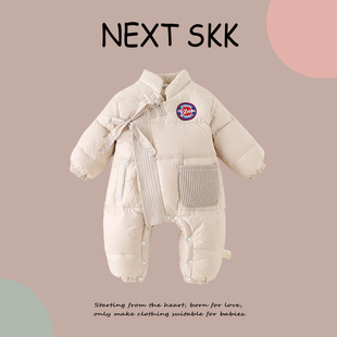 英国NEXT 洋气保暖羽绒服轻薄男女宝宝连体衣外出抱衣 SKK婴儿冬季