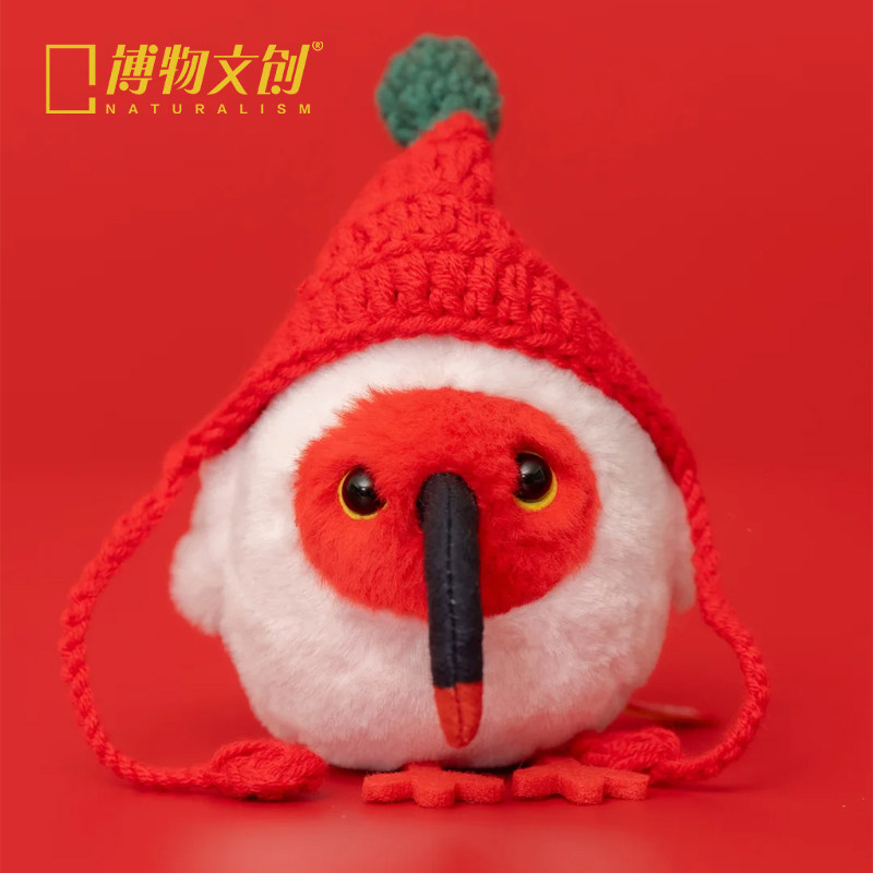 中国国家地理博物文创原创啾儿系列朱鹮发声毛绒小鸟玩偶公仔挂饰图片