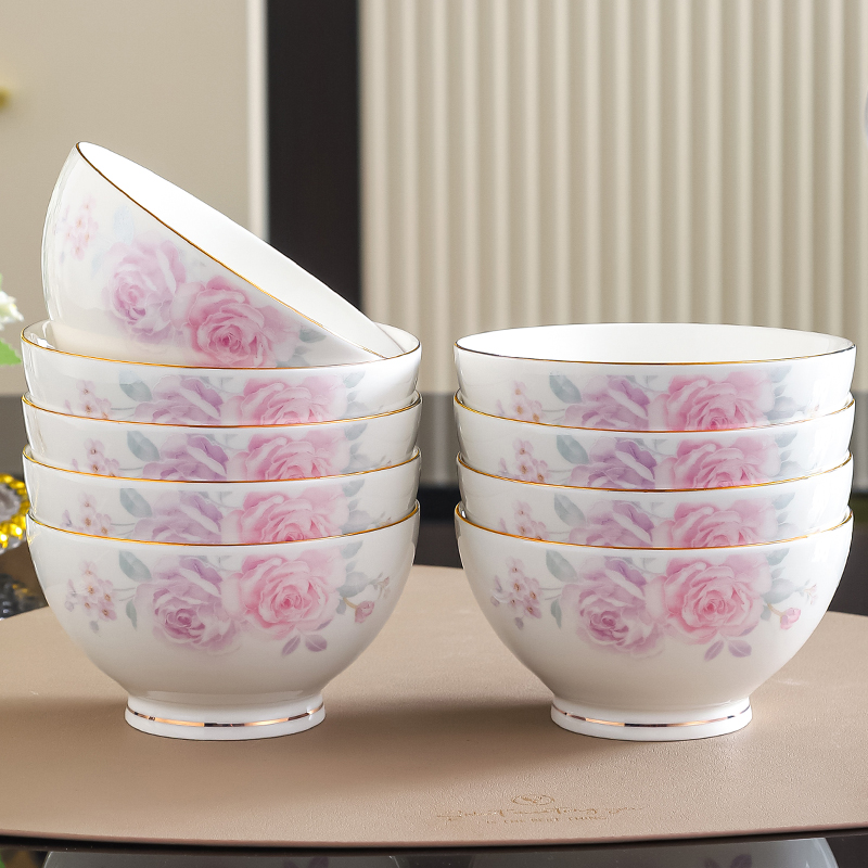 【时尚高颜值】金边陶瓷饭碗