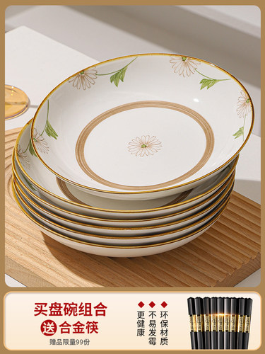 盘子菜盘家用2025新款陶瓷餐盘碟子套装碗盘碗碟餐具高级感釉下彩