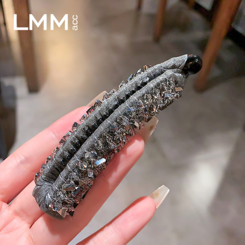 东大门灰色水晶高马尾香蕉夹