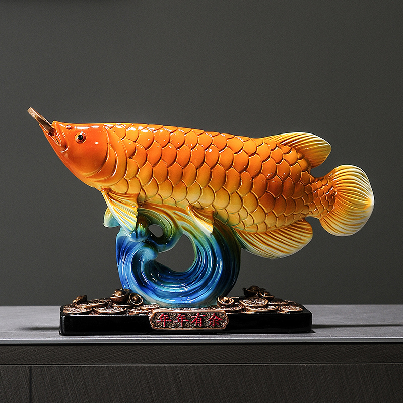 高档创意龙鱼装饰品玄关客厅卧室电视柜漂亮摆件公司工厂鱼缸摆件