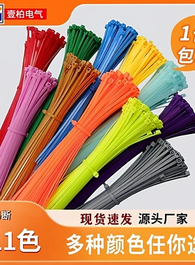 彩色扎带塑料收紧器勒死狗绑带国标尼龙扎带小捆绑数据线收纳黑色