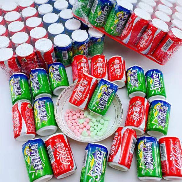 汽水糖泡腾片可乐雪碧味片糖网红休闲办公小吃爆汽水味糖小零食