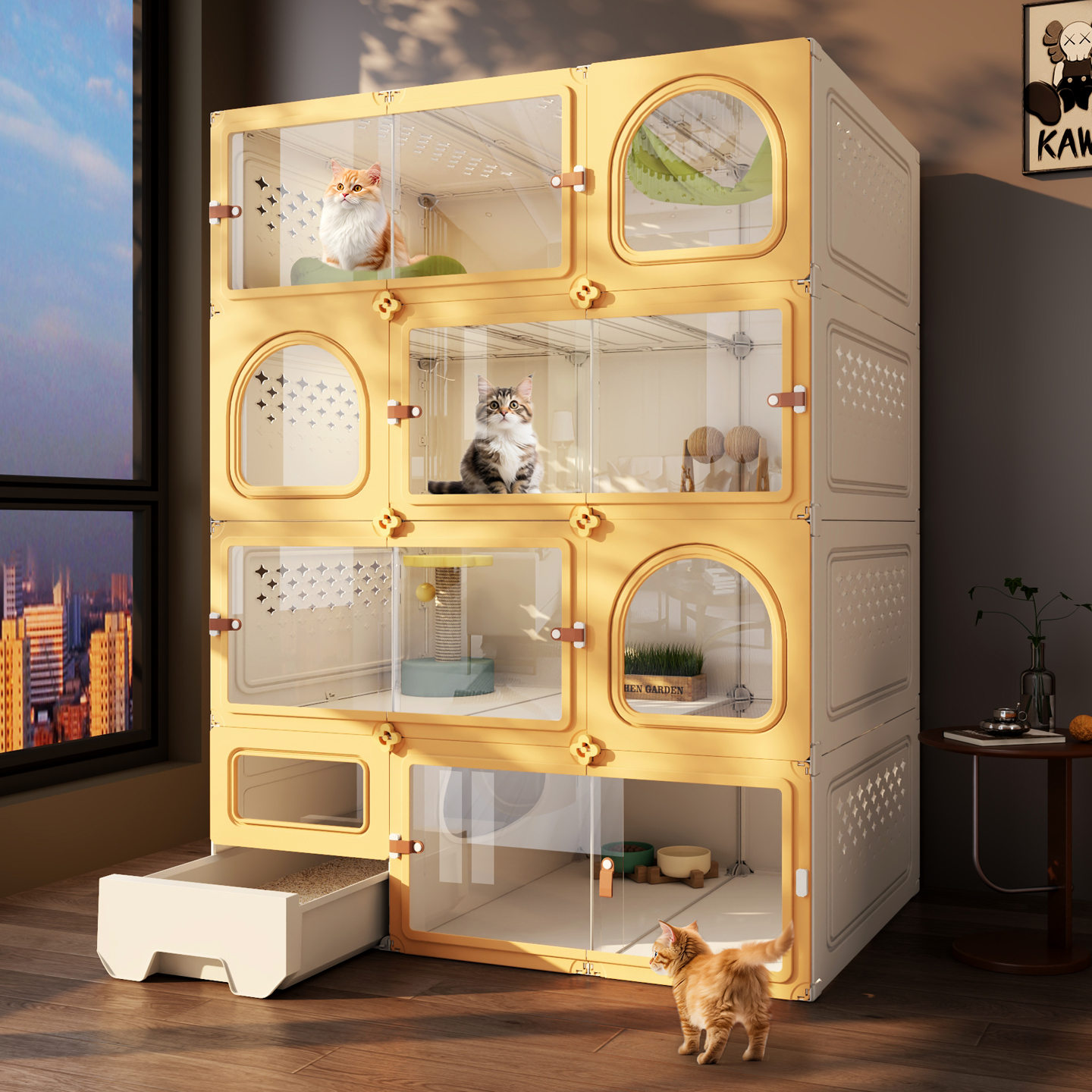 猫别墅家用室内带厕所一体猫窝猫咪屋猫柜猫舍猫笼子超大自由空间
