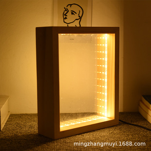 桌面摆台植物标本框压克力画框发光客厅木质中空立体卧室相框