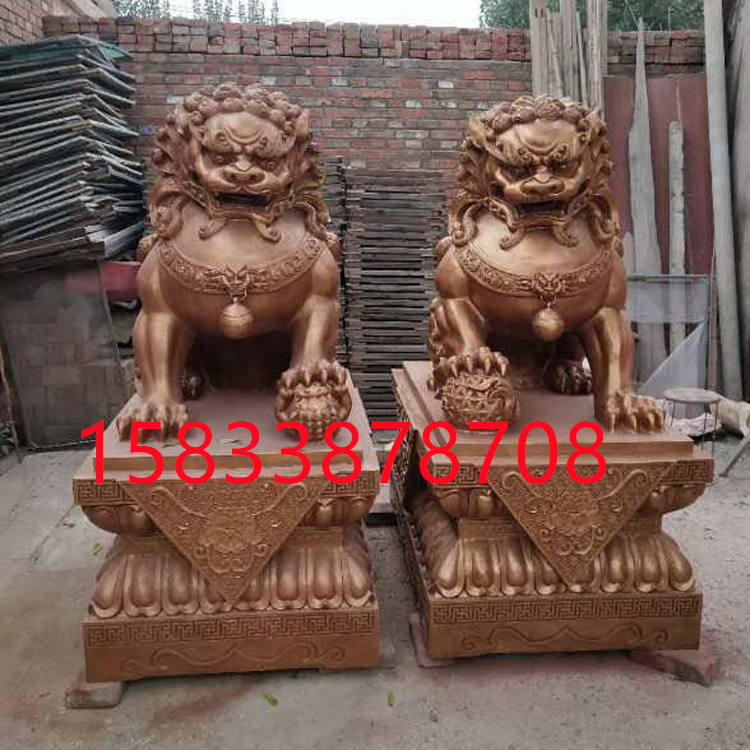 大型纯铜铸造宫门狮故宫狮汇丰狮飞狮铜狮广场别墅铜雕摆件定制