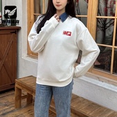 Fila斐乐白色男女同款 复古百搭休闲字母圆领卫衣F51U619203FIV