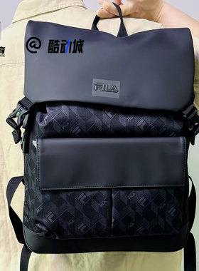 FILA斐乐HERITAGE黑色男子时尚休闲大容量双肩背包F13M428104FBK