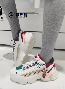 FILA斐乐ADE白绿红女子时尚厚底跑步鞋运动休闲鞋F12W111225FBD