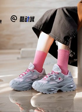 FILA斐乐硬糖3代灰粉女子厚底增高老爹鞋运动休闲鞋T12W511007FSG