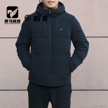 FILA黑色男经典百搭夹克羽绒服